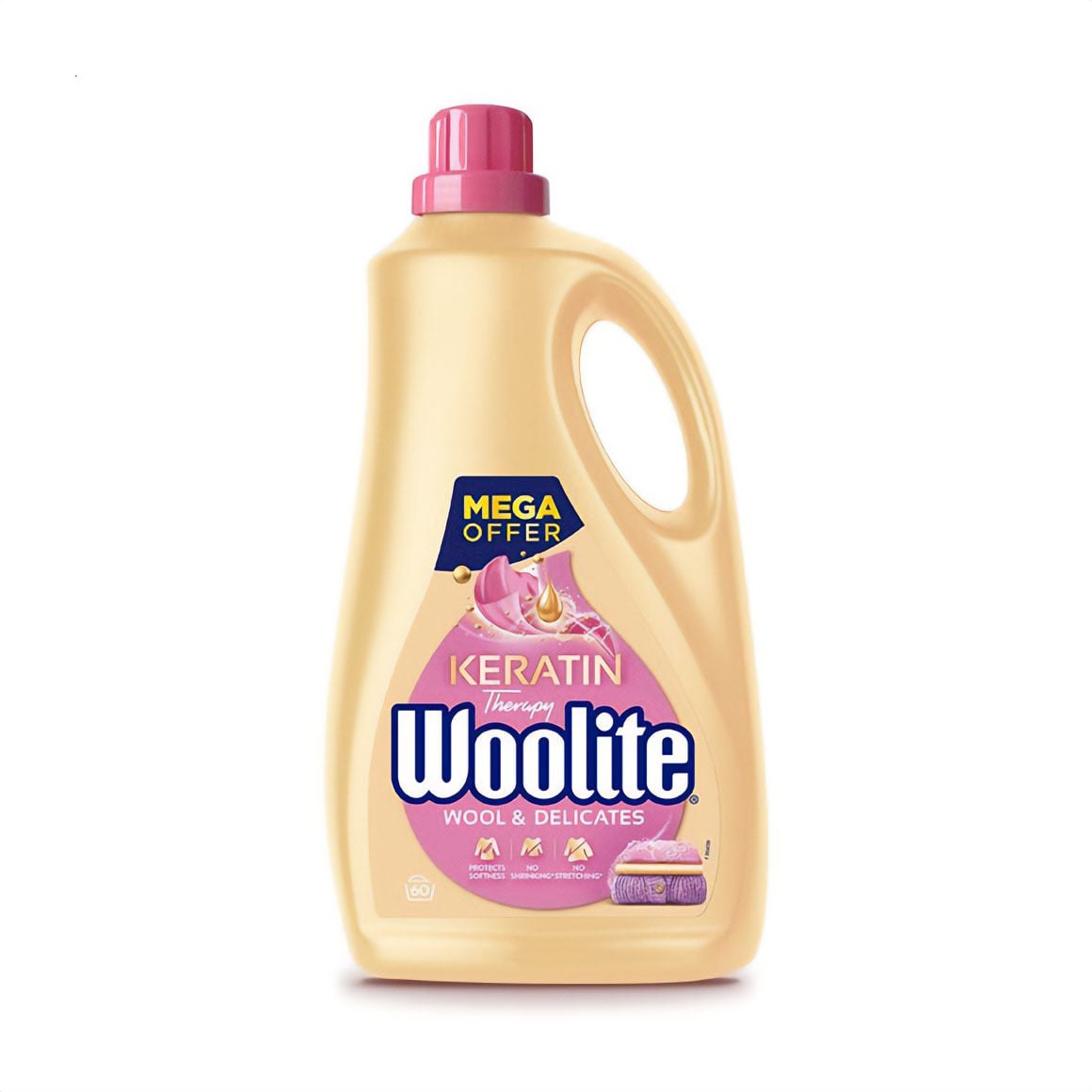 Рідкий засіб для прання Woolite Keratin Therapy Wool &amp; Delicates для вовни та делікатних тканин, з кератином, 60 циклів прання, 3.6 л