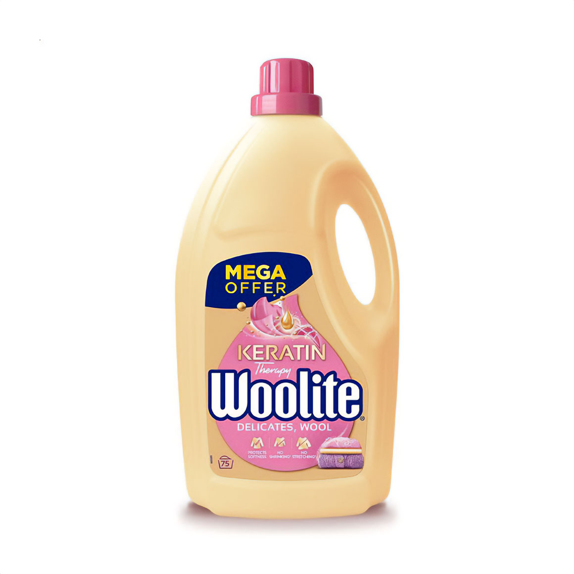 Рідкий засіб для прання Woolite Keratin Therapy Wool &amp; Delicates для вовни та делікатних тканин, з кератином, 75 циклів прання, 4.5 л